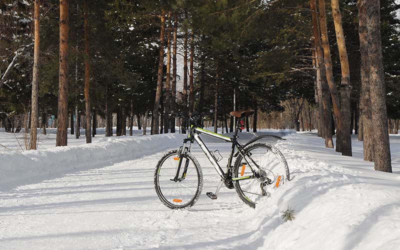 bike na snehu