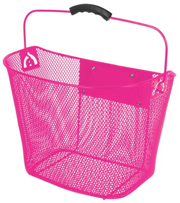 Košík na riadidlá, drôtený,Clip-On, ružový