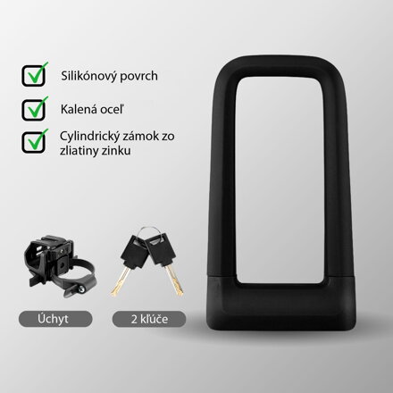 Zámok SATINE 67x158mm U-lock + držiak čierny