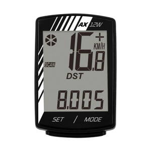 Cyklopočítač AX-12W 12f čierny NL