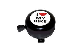 Zvonček I love my bike, oceľ/čierny