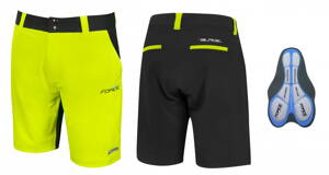 FORCE kraťasy BLADE MTB s odnímateľnou vložkou, čierno-fluo