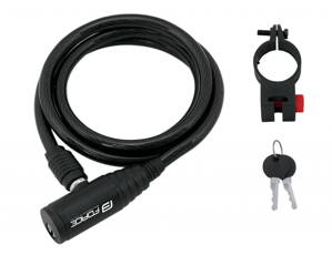 FORCE zámok ECO špirálový s držiakom, 120cm / 8mm, čierny