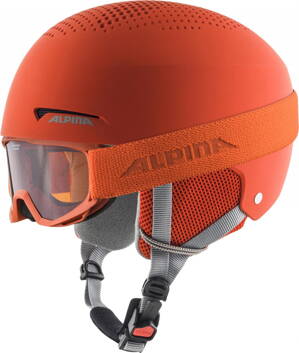 ALPINA Detská lyžiarska prilba ZUPO SET & PINEY pump-orange matt