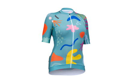 Dres CTM AURAE, dámsky, na zips, tyrkysový abstrakt, XL