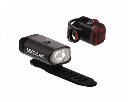LEZYNE Set svetiel MINI Drive 400XL a Femto USB čierne, 400 Lumenov
