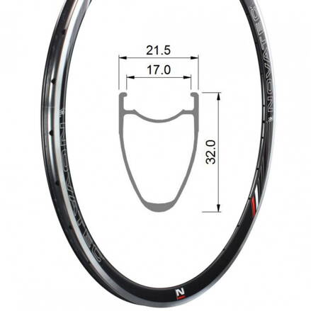 Novatec Rim RWA32C, road, tubeless ready, 622-17, L12:R12, Dynamal, sleeved, anodized black, stickers SKC with Novatec logo (Rim like Jetfly) OEM (440g)