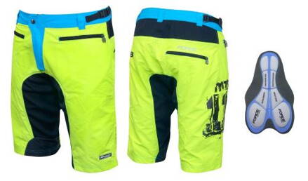 FORCE Nohavice MTB-11 s odnímateľnou vložkou, žlté