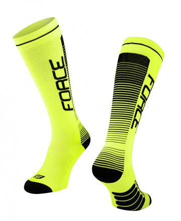 FORCE ponožky COMPRESS, fluo-čierne