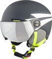 ALPINA Detská lyžiarska prilba ZUPO VISOR charcoal-neon matt 51-55