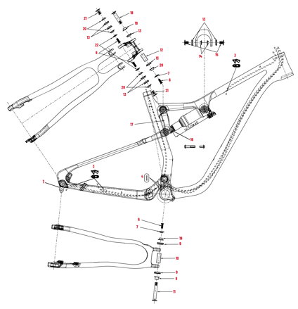Pivot bolt / skrutka do spodného čapu zadnej stavby PELLS Duke FS