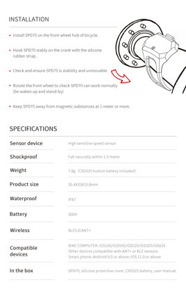 Snímač rýchlosti iGPSport SPD70 Speed sensor