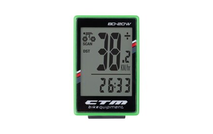 Cyklopočítač CTM, BD-20W, zelený Cyklopočítač CTM, BD-20W, zelený