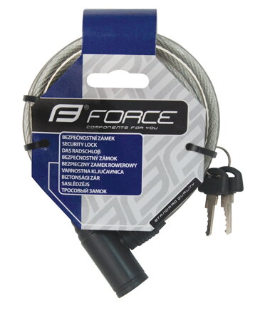 FORCE zámok ECO špirálový s držiakom 120cm / 8mm, číry FORCE zámok ECO špirálový s držiakom 120cm / 8mm, číry