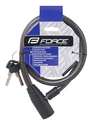 FORCE zámok ECO špirálový bez držiaku 80cm / 12mm, čierny FORCE zámok ECO špirálový bez držiaku 80cm / 12mm, čierny