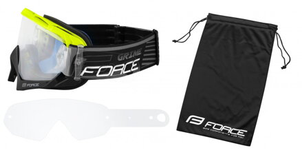 FORCE okuliare GRIME zjazdové čierno-fluo, číre sklo FORCE okuliare GRIME zjazdové čierno-fluo, číre sklo