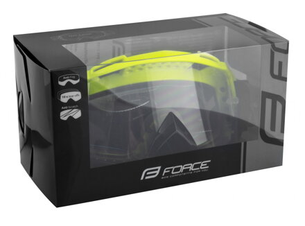 FORCE okuliare GRIME zjazdové čierno-fluo, číre sklo FORCE okuliare GRIME zjazdové čierno-fluo, číre sklo