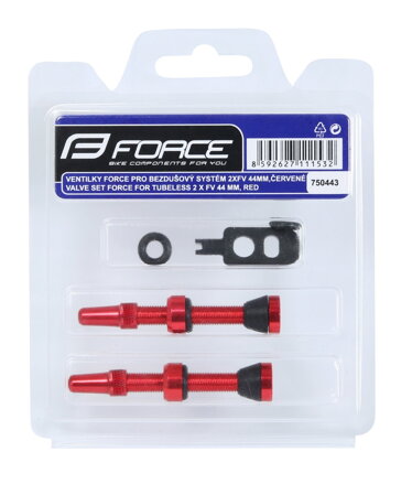 FORCE ventilky pre bezdušový systém 2xFV 44mm, červené FORCE ventilky pre bezdušový systém 2xFV 44mm, červené