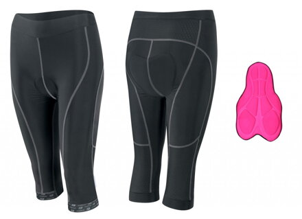 FORCE kraťasy LADY BIKE 3/4 do pásu s vložkou, čierne FORCE kraťasy LADY BIKE 3/4 do pásu s vložkou, čierne