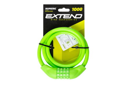Extend zámok na bicykel NUMERIC 4, 10*1000mm, lime green Extend zámok na bicykel NUMERIC 4, 10*1000mm, lime green