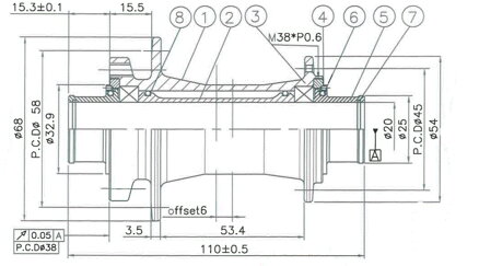 Novatec DH61SB-HL-20 predný náboj, 6 dier, 20 x 110 mm