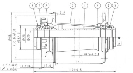 Novatec XD641SB-B20 predný náboj, 6 dier, 32 dier, 20x110 mm, OEM