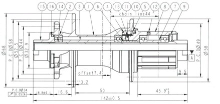 Novatec D792SB-X12-A4A-ABG-11S zadný náboj, 6 dier, 12x142 mm, Shimano HG, OEM