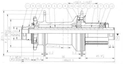 Novatec D902SB-B12-A4A-11S zadný náboj, 6 dier, 32 dier, 12x148 mm, Shimano HG, OEM