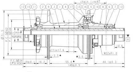 Novatec D902SB-B12-A4A-S11 zadný náboj, 6 dier, 32 dier, 12 x148 mm, SRAM XD, OEM