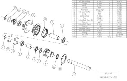 Novatec D902SB-B12-S4S-S11 zadný náboj, 6 dier, 32 dier, 12x148 mm, SRAM XD, OEM