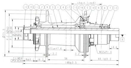 Novatec D902SB-B12-S4S-S11 zadný náboj, 6 dier, 32 dier, 12x148 mm, SRAM XD, OEM