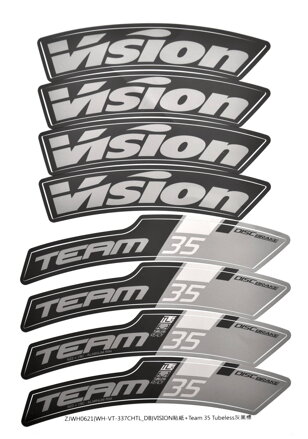 VISION nálepky na ráfik TEAM 35 DB CH-TL (1bike) ZJWH0621