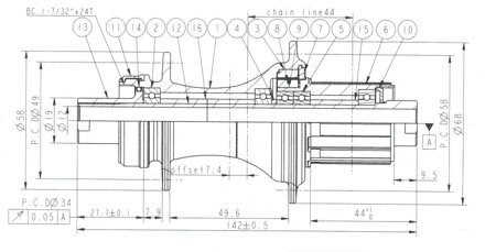 Novatec D462SB-SL-CL-X12-S3S-11S, zadný náboj, 32 dier,12x142, Shimano HG (OEM)