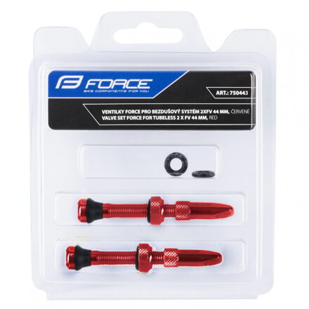 FORCE ventilky pre bezdušový systém 2xFV 44mm, červené FORCE ventilky pre bezdušový systém 2xFV 44mm, červené