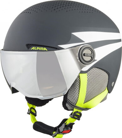 ALPINA Detská lyžiarska prilba ZUPO VISOR charcoal-neon matt 51-55 ALPINA Detská lyžiarska prilba ZUPO VISOR charcoal-neon matt 51-55
