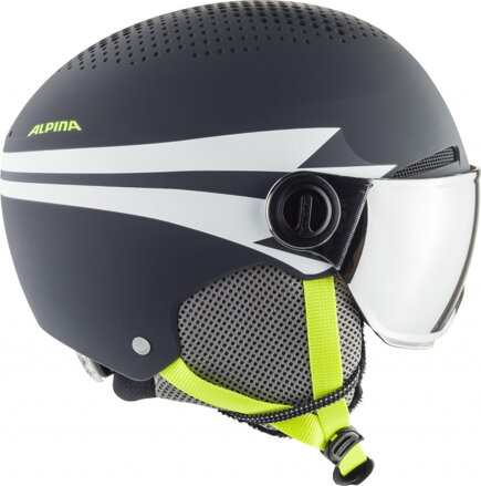 ALPINA Detská lyžiarska prilba ZUPO VISOR charcoal-neon matt 51-55 ALPINA Detská lyžiarska prilba ZUPO VISOR charcoal-neon matt 51-55