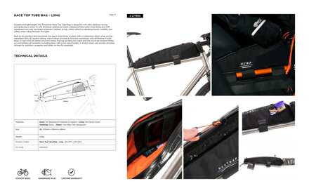 Restrap Race Top Tube Bag Long taška na rám, 2 l, čierna