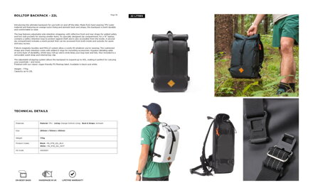 Restrap Rolltop Backpack, White Restrap Rolltop Backpack, White