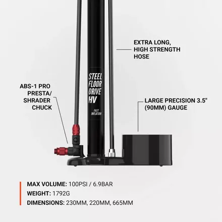 Lezyne pumpa STEEL HV FLOOR DRIVE 3.5 Lezyne pumpa STEEL HV FLOOR DRIVE 3.5