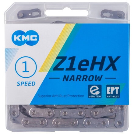 KMC reťaz Z1 eHX E-bike EPT, 128 čl. narrow, vnutorná šírka 4,6 mm KMC reťaz Z1 eHX E-bike EPT, 128 čl. narrow, vnutorná šírka 4,6 mm