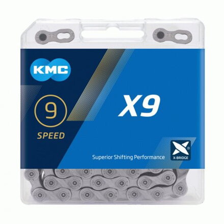 KMC Reťaz X 9 šedá 116 článkov, X 9-73 6,6 mm, 27 rýchlostí KMC Reťaz X 9 šedá 116 článkov, X 9-73 6,6 mm, 27 rýchlostí