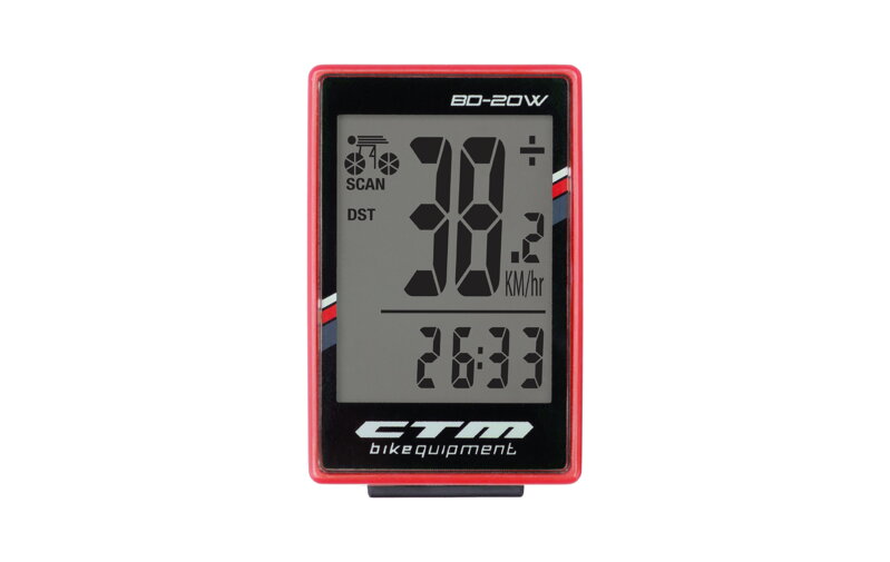 Cyklopočítač CTM, BD-20W, červený