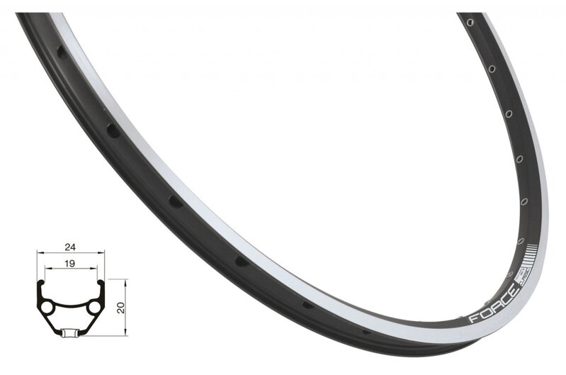 FORCE ráfik CLASSIC 559x19 36 dier, čierny